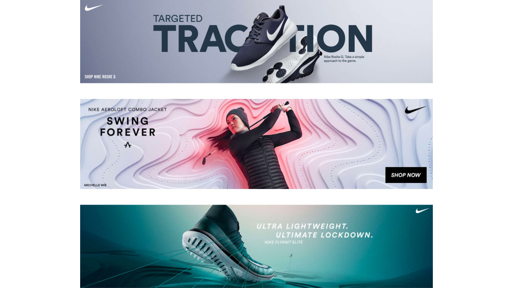 A selection of Nike Golf banner ads.