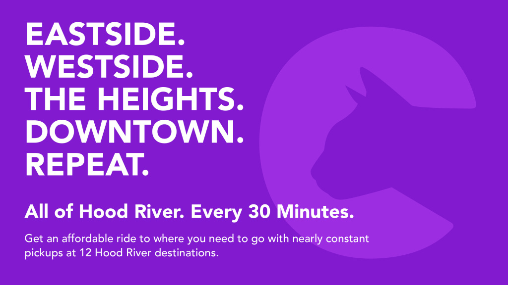 An advertisement for Columbia Area Transit with a bright purple background.