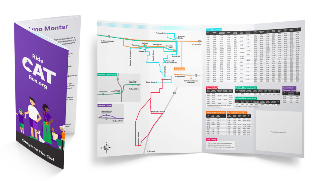 A mock-up of a transit brochure for Columbia Area Transit.