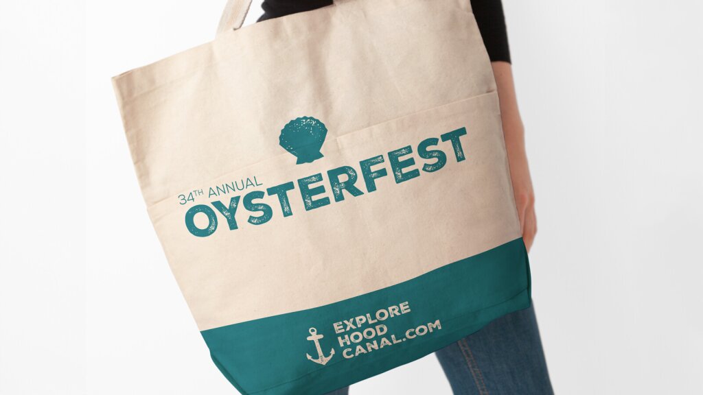 Mock-up bag design for Explore Hood Canal's Oysterfest.