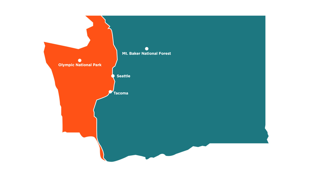 Illustrative map of Washington state.